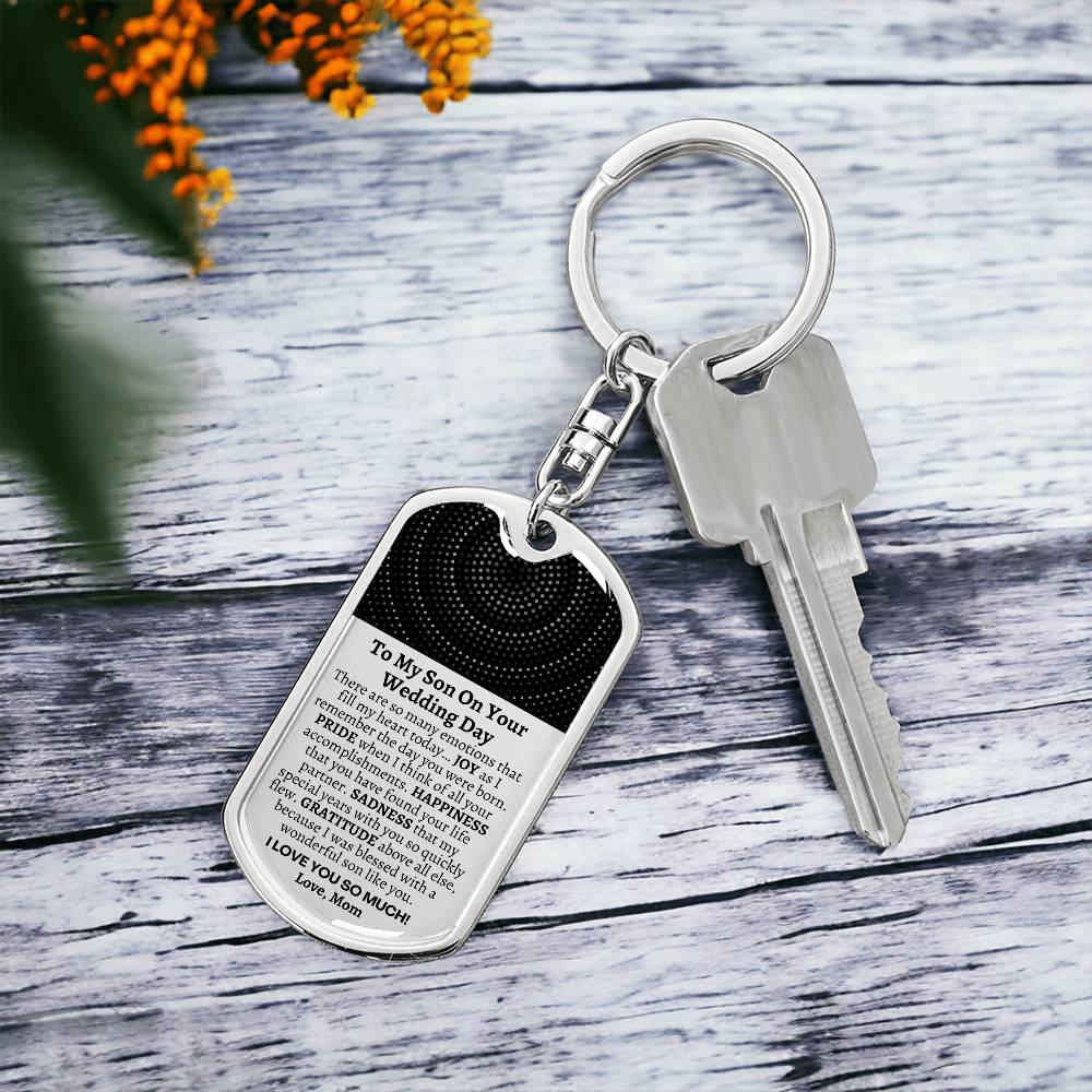 Groom Gift from Mom, To My Son on his Wedding Day, Son Wedding Gift, Personalized Dog Tag, Wedding Day Gift for Son, Gift from Mom