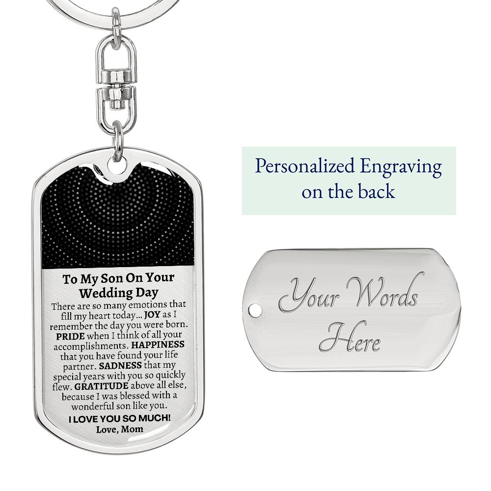 Groom Gift from Mom, To My Son on his Wedding Day, Son Wedding Gift, Personalized Dog Tag, Wedding Day Gift for Son, Gift from Mom