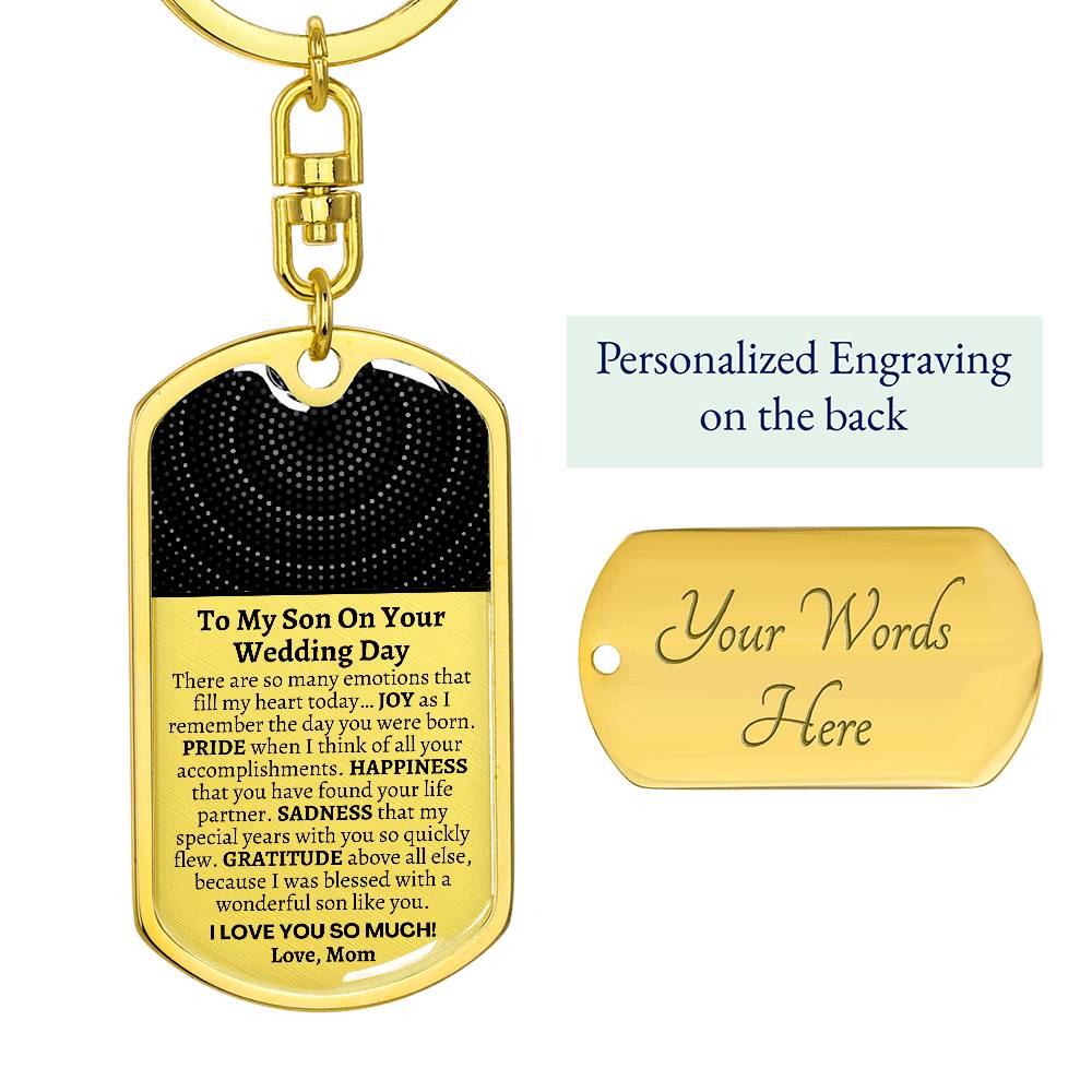 Groom Gift from Mom, To My Son on his Wedding Day, Son Wedding Gift, Personalized Dog Tag, Wedding Day Gift for Son, Gift from Mom