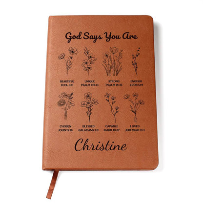 Personalized Women's Prayer Journal, Positive Affirmations, Christian Gift, God Says You Are Journal, Religious Journal for Girls