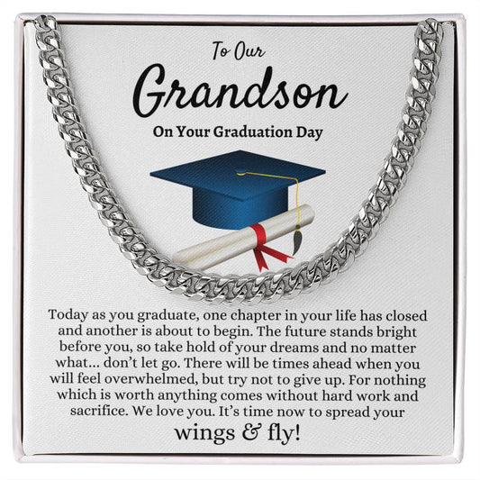 Grandson Graduation Gift from Grandma Grandpa, Best Graduation Gift for Grandson, Cuban Link Chain, Class of 2024, Grandson Gift