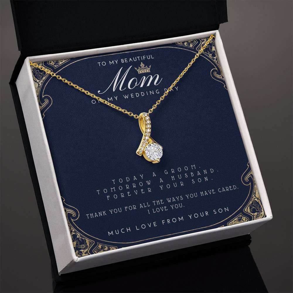 Mother of the Groom Gift from Son, Mom Wedding Gift from Son, Wedding gift from Groom to Mom Necklace gift for mom, Wedding Gift from Son