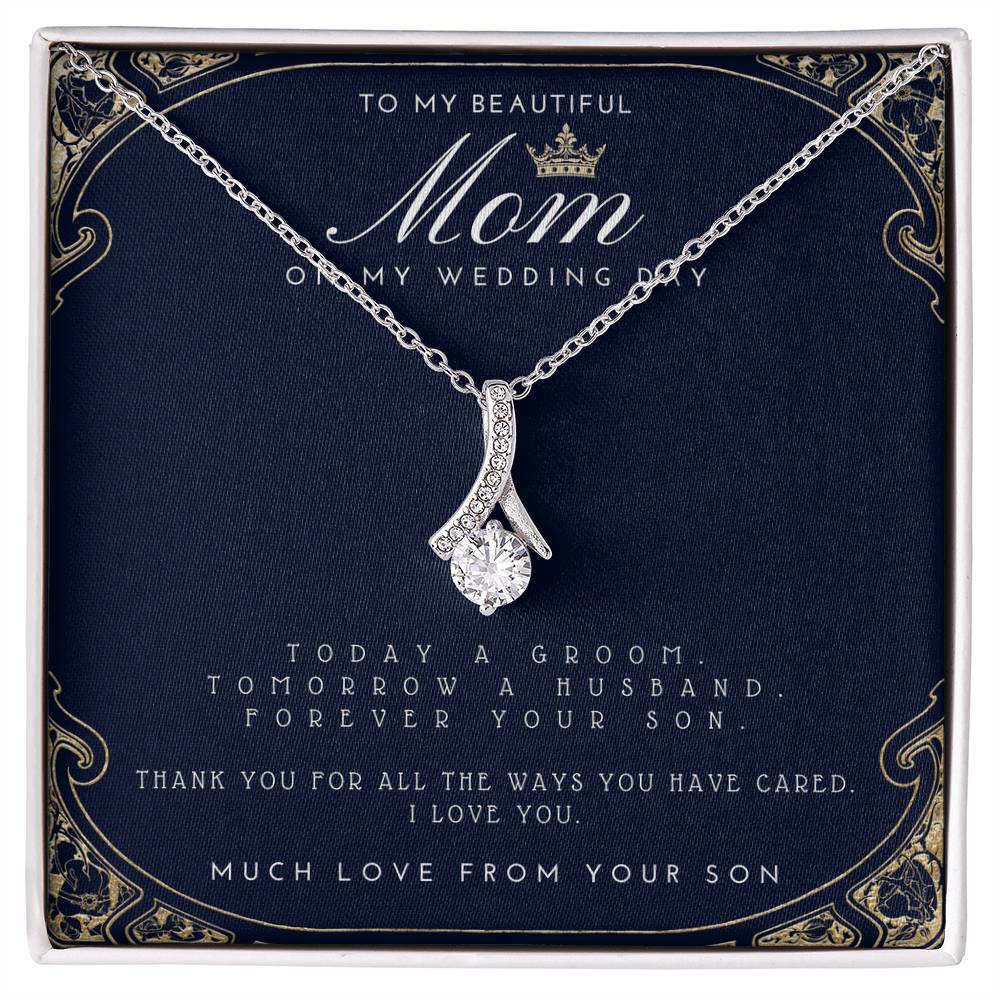 Mother of the Groom Gift from Son, Mom Wedding Gift from Son, Wedding gift from Groom to Mom Necklace gift for mom, Wedding Gift from Son