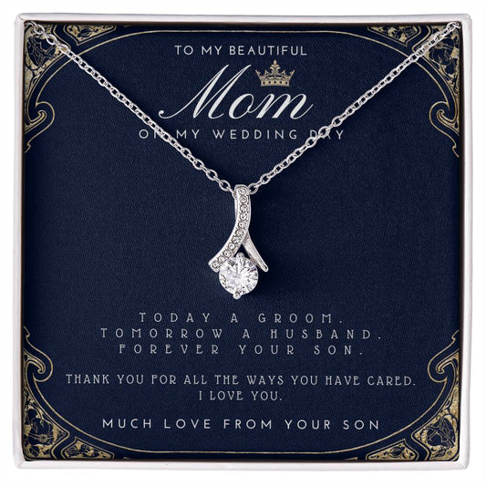 Mother of the Groom Gift from Son, Mom Wedding Gift from Son, Wedding gift from Groom to Mom Necklace gift for mom, Wedding Gift from Son