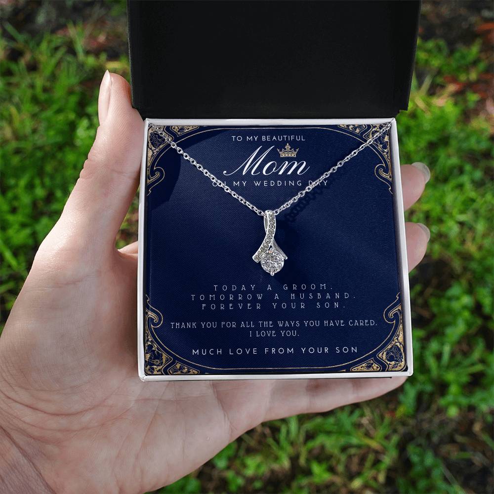 Mother of the Groom Gift from Son, Mom Wedding Gift from Son, Wedding gift from Groom to Mom Necklace gift for mom, Wedding Gift from Son