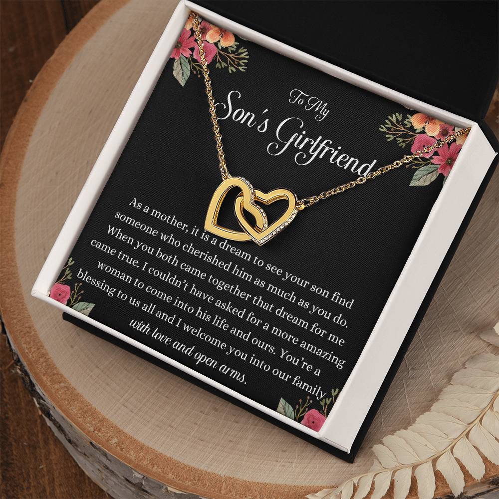 Meaningful Gift for Son's Girlfriend - Best Birthday & Christmas Gift - Jewelry Gift Box Included - Interlocking Necklace