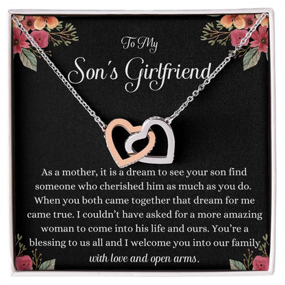 Meaningful Gift for Son's Girlfriend - Best Birthday & Christmas Gift - Jewelry Gift Box Included - Interlocking Necklace