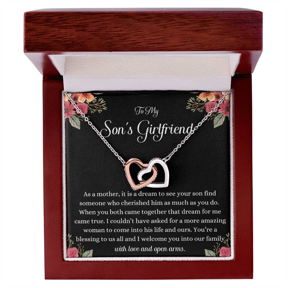 Meaningful Gift for Son's Girlfriend - Best Birthday & Christmas Gift - Jewelry Gift Box Included - Interlocking Necklace