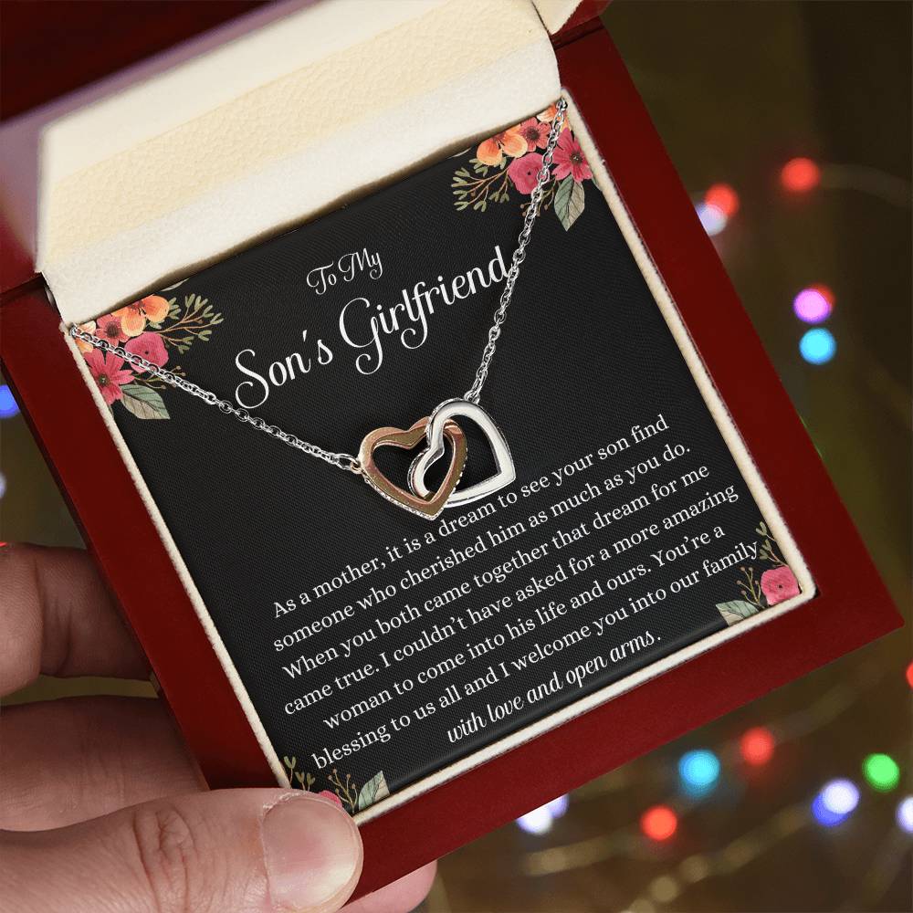 Meaningful Gift for Son's Girlfriend - Best Birthday & Christmas Gift - Jewelry Gift Box Included - Interlocking Necklace