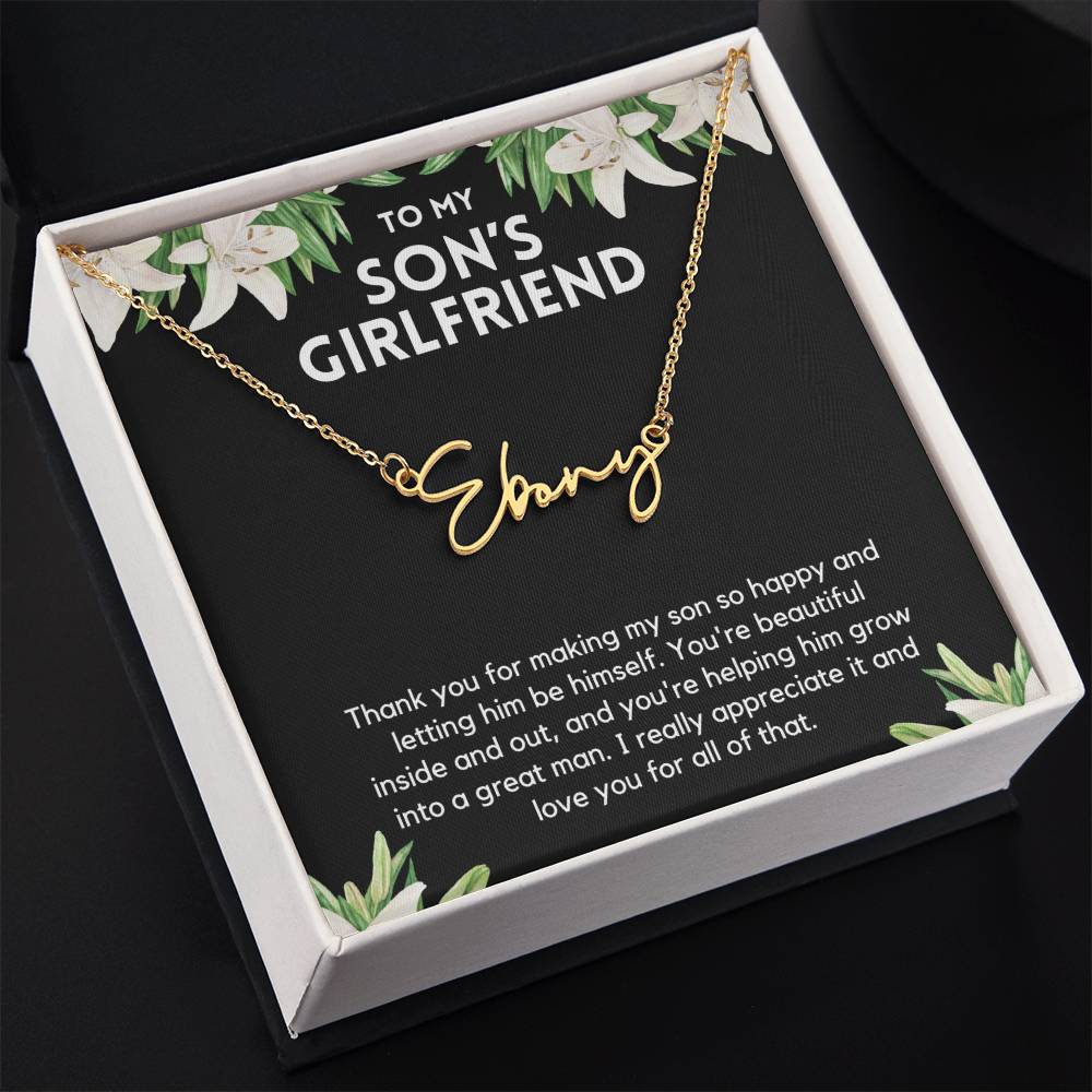 Personalized Son's Girlfriend Necklace - Perfect Gift Ideas for Christmas, Birthdays,  Valentines