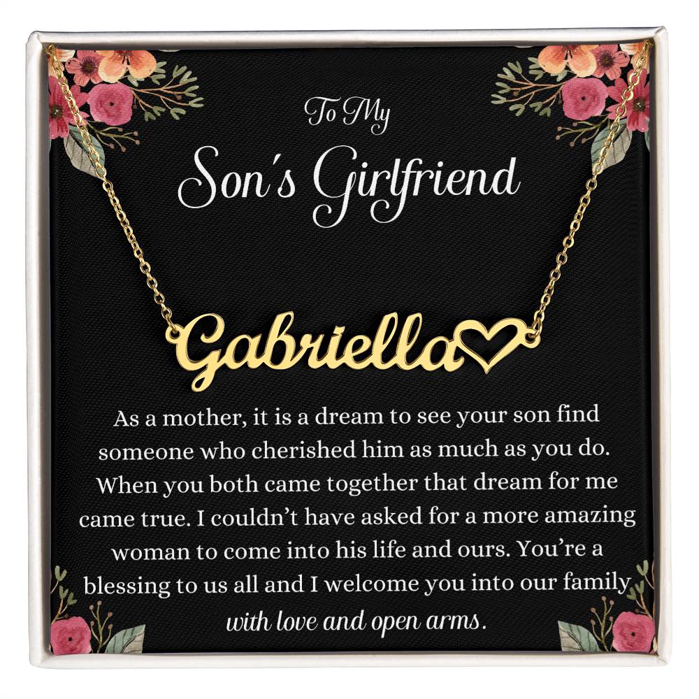 Meaningful Gift for Son's Girlfriend - Best Birthday & Christmas Gift - Jewelry Gift Box Included - Name Necklace