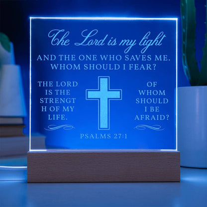 Inspiration Gift for him, Bible Gift, Bible Verse, Psalms 27:1, Bible LED Light