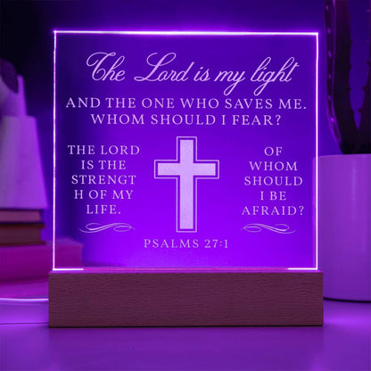 Inspiration Gift for him, Bible Gift, Bible Verse, Psalms 27:1, Bible LED Light