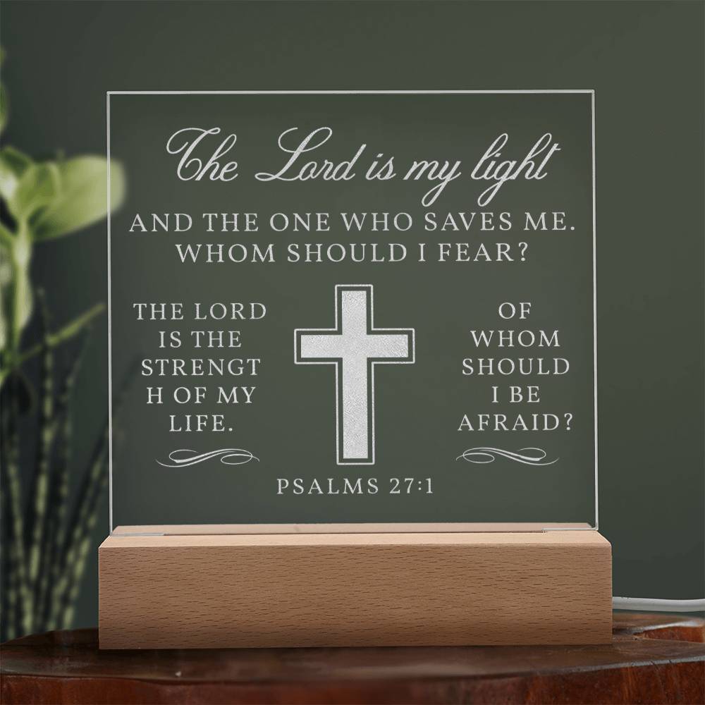 Inspiration Gift for him, Bible Gift, Bible Verse, Psalms 27:1, Bible LED Light