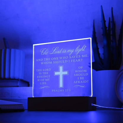 Inspiration Gift for him, Bible Gift, Bible Verse, Psalms 27:1, Bible LED Light