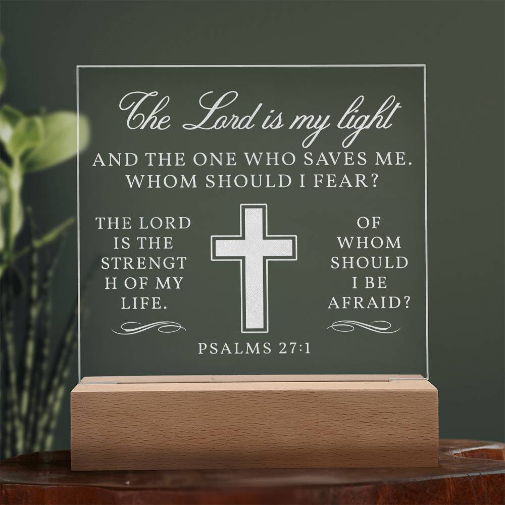 Inspiration Gift for him, Bible Gift, Bible Verse, Psalms 27:1, Bible LED Light