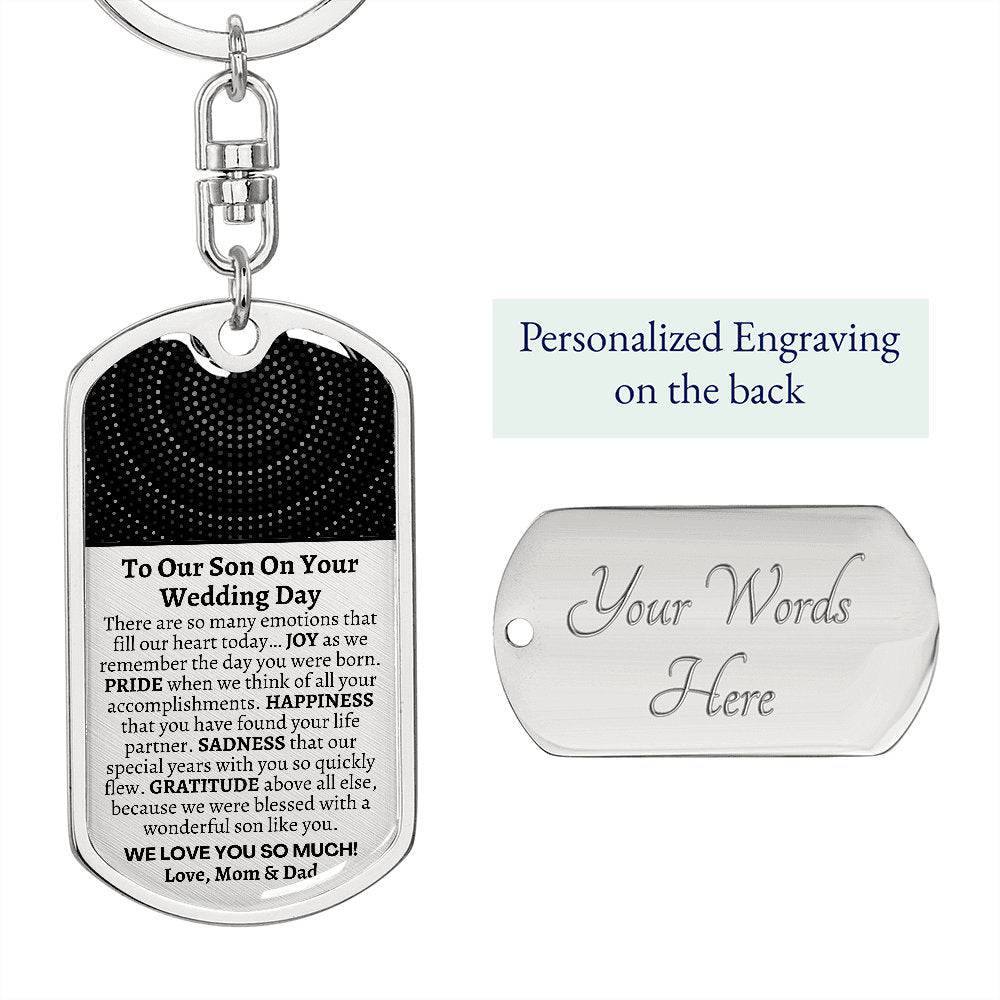 Groom Gift from Parents, To Our Son on his Wedding Day, Son Wedding Gift, Personalized Dog Tag, Wedding Day Gift for Son, Gift from Mom Dad