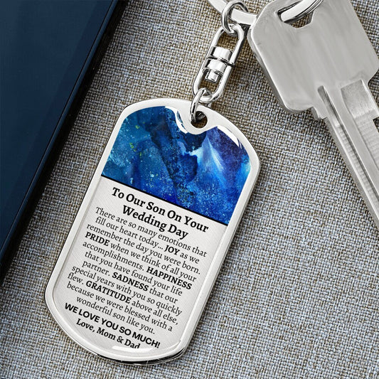 Groom Gift from Parents, To Our Son on his Wedding Day, Son Wedding Gift, Personalized Dog Tag, Wedding Day Gift for Son, Gift from Mom Dad