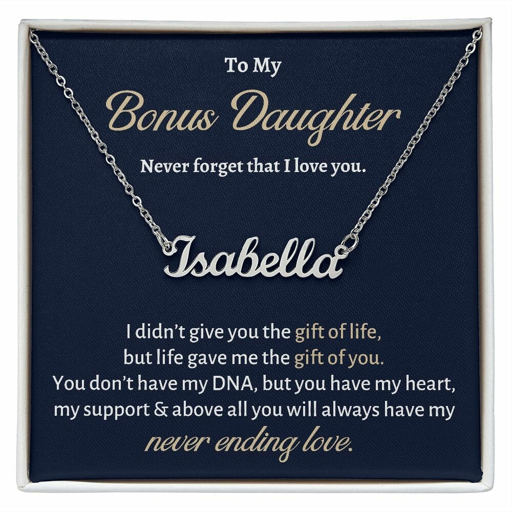 Bonus Daughter Gift, Stepdaughter Gift, Name Necklace, Bonus Daughter Gifts Ideas, Bonus Daughter Gifts from Dad, Graduation, Christmas Gift