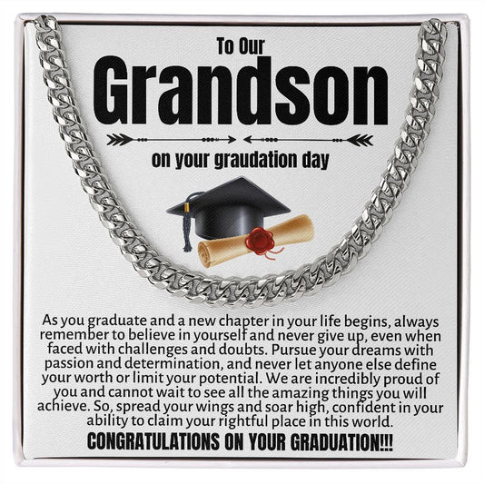 Grandson Graduation Gifts from Grandma, Grandpa, Grandson Graduation Gifts Ideas, Meaningful Grandson Gifts, Cuban Chain Necklace