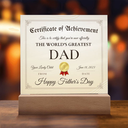 Fathers Day Gift for Dad, World's Greatest Dad Certificate, Meaningful Dad Gifts on Father's Day, Best Gifts for Dad on Fathers Day