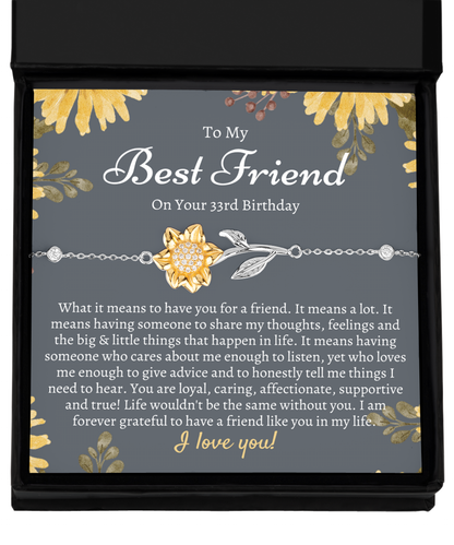 Gift For Best Friend's 33rd Birthday, 33rd Birthday Gift For Her, Meaningful Best Friend 33rd Birthday Bracelet, Unique Gifts 33rd Birthday