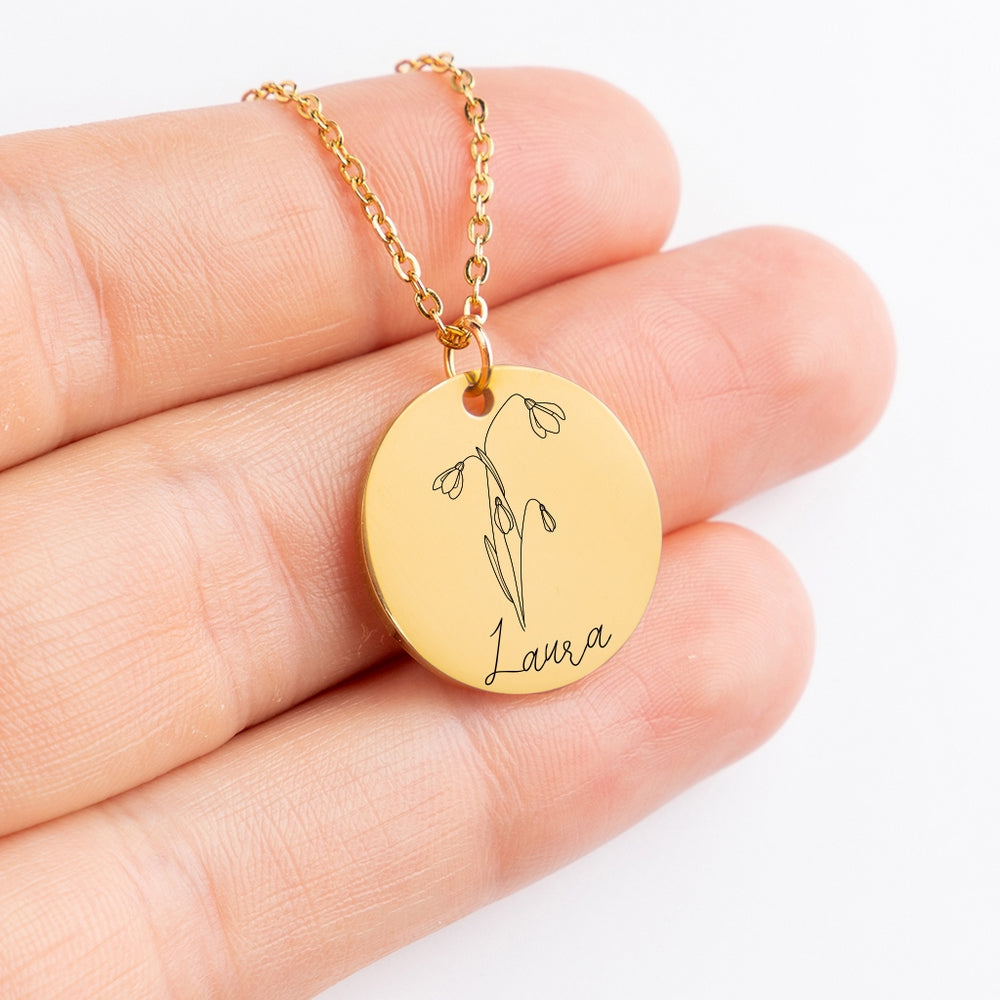 Mothers Gifts from Daughter, Birthflower Name Necklace for Mom on Mothers Day