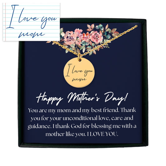 Best Mothers Day Gift from Daughter, Mothers Day Gift from Son, Handwritten Message Necklace