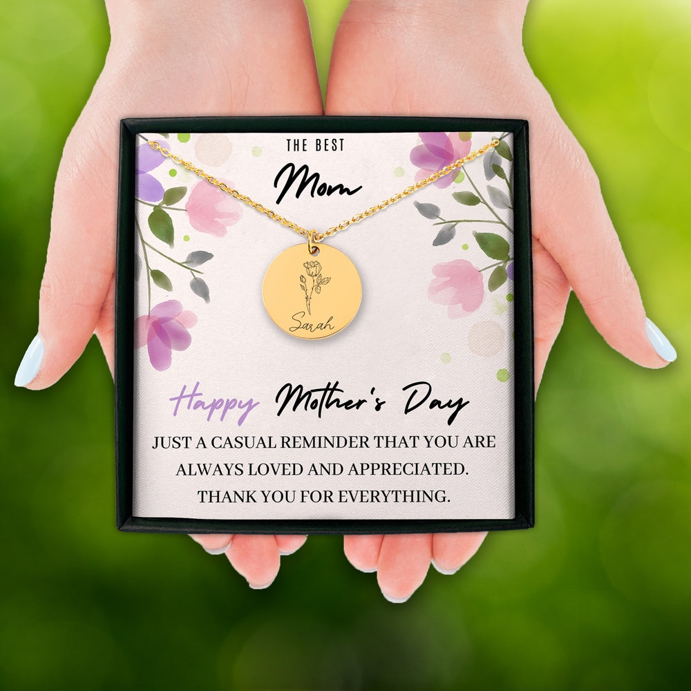 Mothers Gifts from Daughter, Birthflower Name Necklace for Mom on Mothers Day