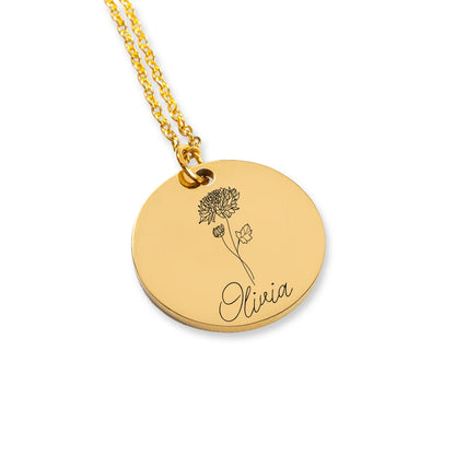 Mothers Gifts from Daughter, Birthflower Name Necklace for Mom on Mothers Day