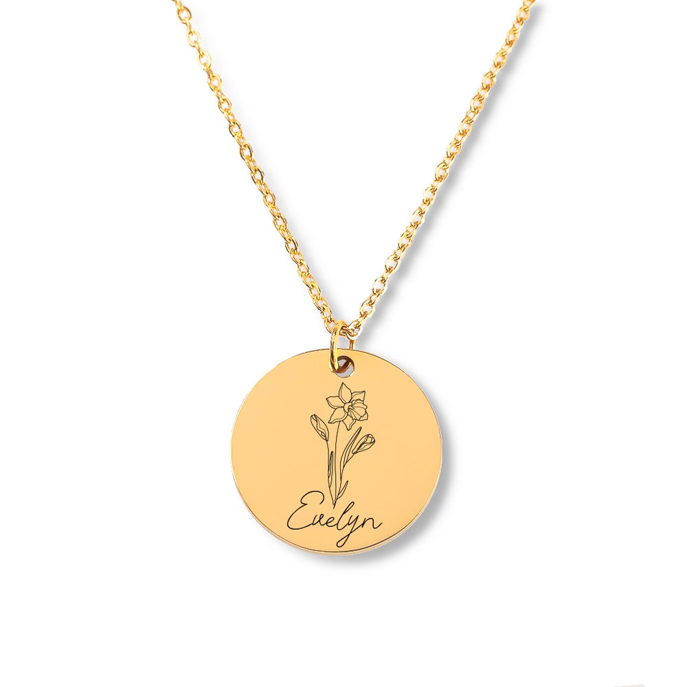 Mothers Gifts from Daughter, Birthflower Name Necklace for Mom on Mothers Day