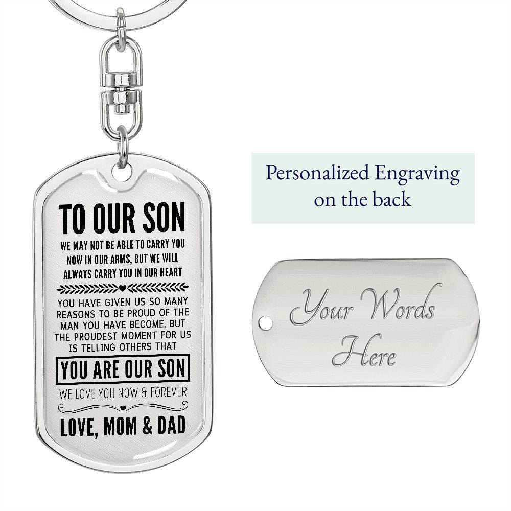 To Our Son, I Closed My Eyes For A Moment, Gift From Mom & Dad Custom Key Chain, Anniversary, Birthday, Graduation Gift