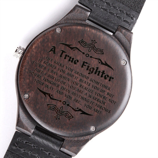 Cancer Survivor Gift for Men, Cancer Fighter Gift, Encouragement Gift for Men, Warrior Gift for Men, Engraved Wooden Watch