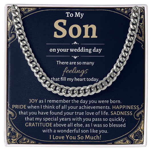 Groom Gift from Mom, To My Son on Your Wedding Day, Son Wedding Day Gift, Gift for Son on Wedding Day, Son Wedding Cuban Chain from Mom