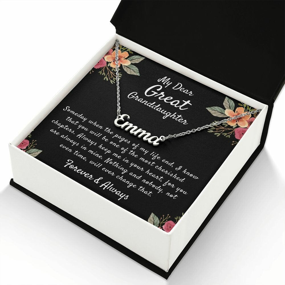 Great Granddaughter Name Necklace, Christmas Gift for Granddaughter, Great Granddaughter Gift from Great Grandparents, Custom Name Necklace