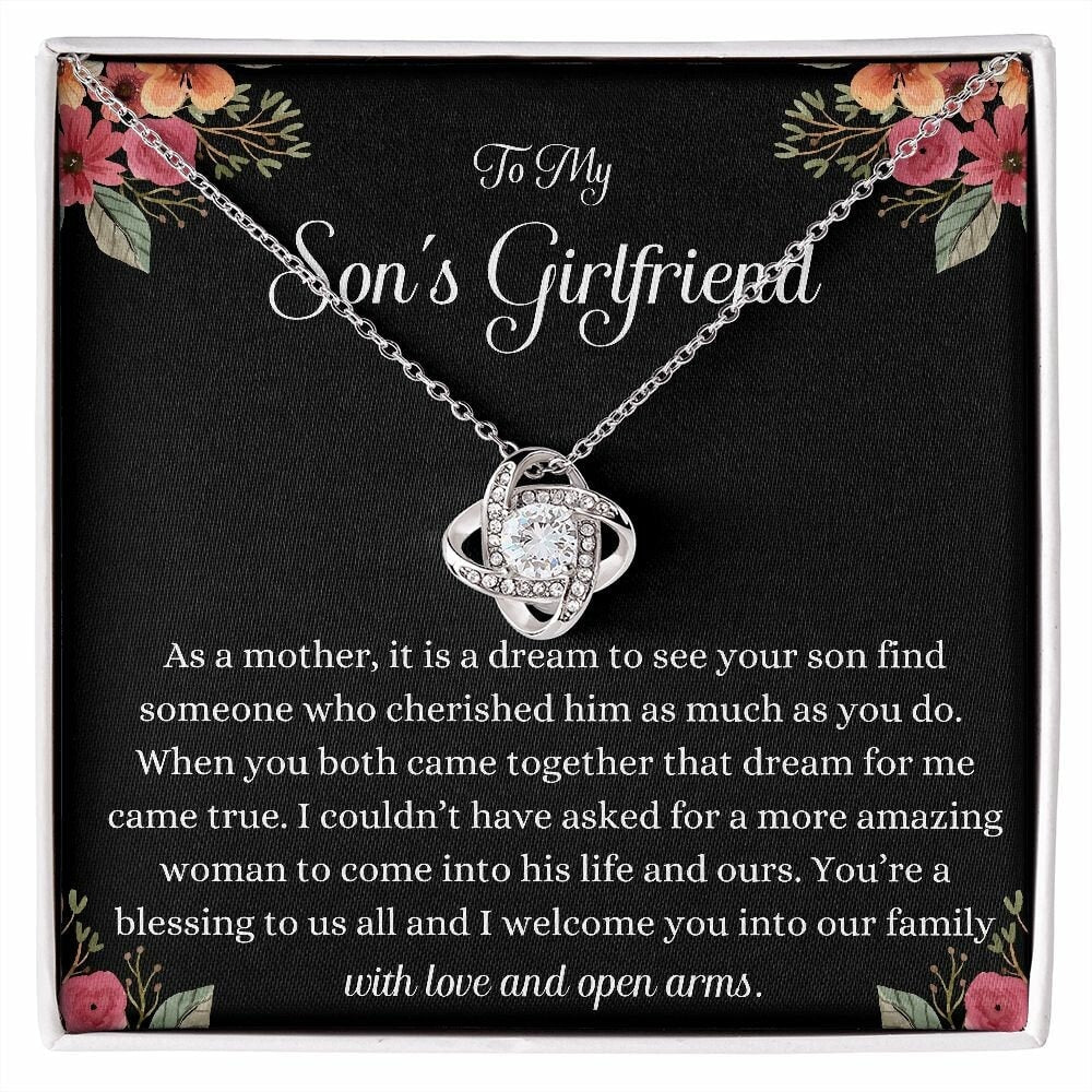 Sons Girlfriend Gift, Love Knot Necklace, Meaningful Gift for Sons Girlfriend, Best Gift, Birthday Gift, Christmas Gift, Jewelry Gift Box