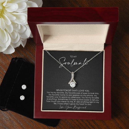 Gifts for Soulmate, Girlfriend Valentines Day Gifts, To My Soulmate, Soulmate Necklace, Gifts from Boyfriend, Necklace & Earrings Set