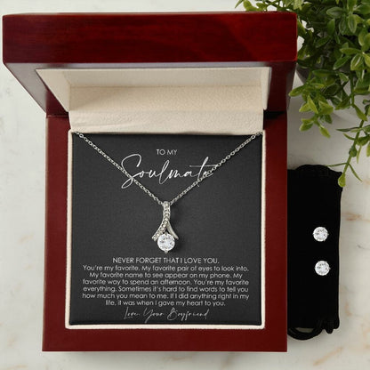 Gifts for Soulmate, Girlfriend Valentines Day Gifts, To My Soulmate, Soulmate Necklace, Gifts from Boyfriend, Necklace & Earrings Set