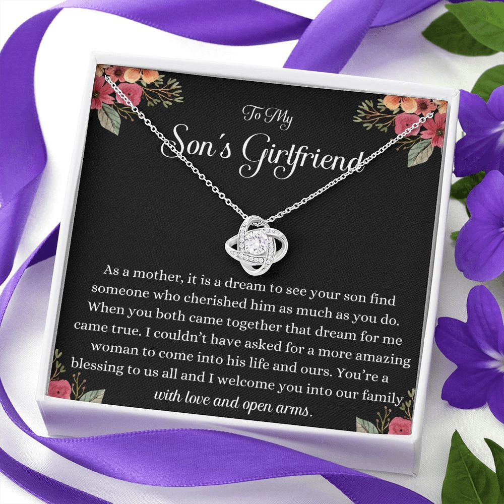 Sons Girlfriend Gift, Love Knot Necklace, Meaningful Gift for Sons Girlfriend, Best Gift, Birthday Gift, Christmas Gift, Jewelry Gift Box