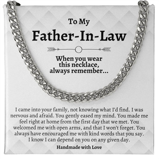 Father In Law Gifts, Cuban Chain Necklace for Father-In-Law, Unique Heartfelt Gifts, Father In Law Gifts from Daughter In Law Son In Law