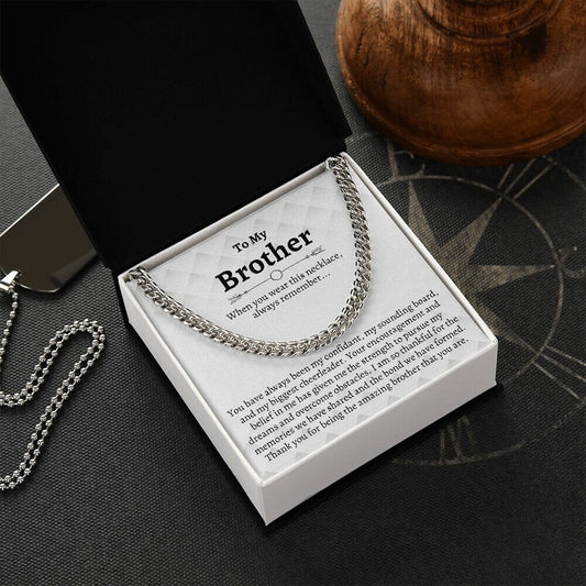 Brother Cuban Chain Necklace, Gifts for Brother Birthday, Best Brother Gifts from Sister, Sister to Brother Gifts, Gift Box with Message