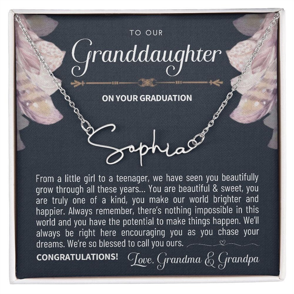 Granddaughter Graduation Gift from Grandma & Grandpa, Gift for Granddaughter Graduation, Granddaughter Jewelry, Unique Name Necklace