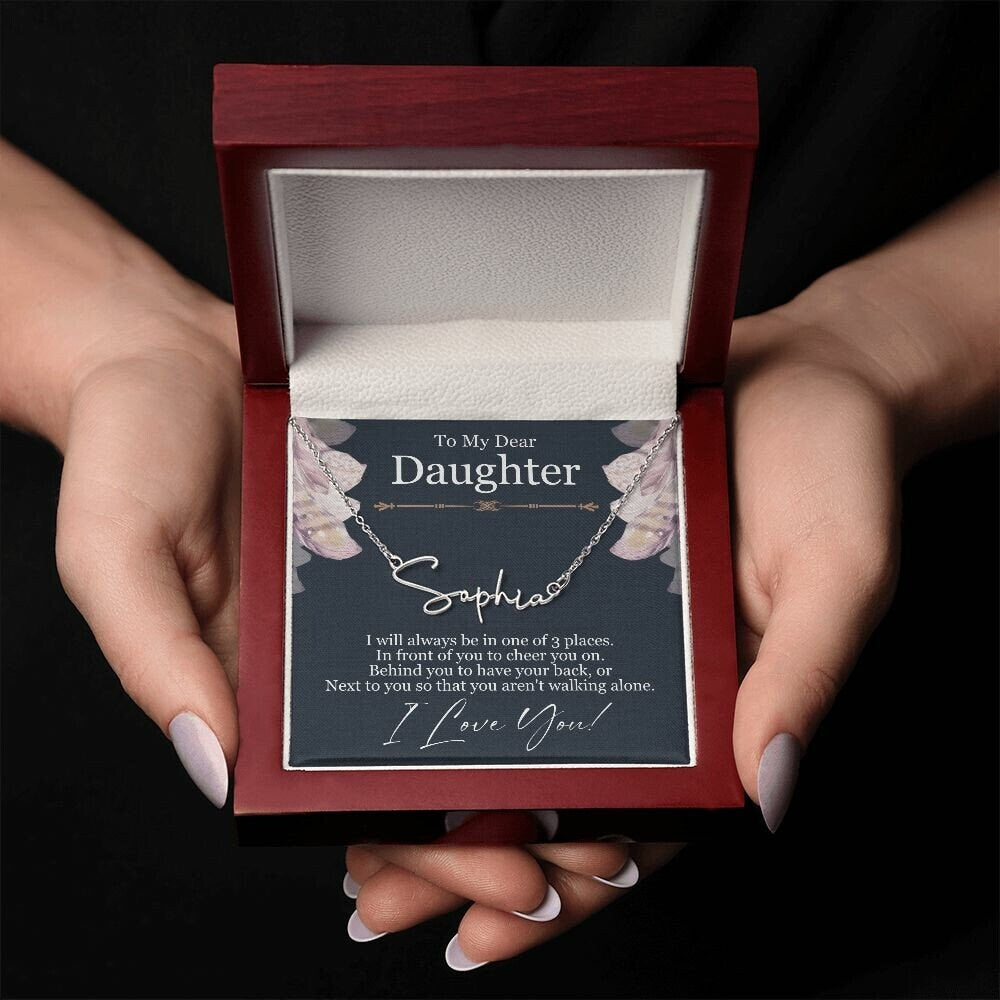 Meaningful and Personalized Gifts for Daughters from Mom and Dad: Custom Signature Name Necklaces, Ideal for Birthdays and Graduations