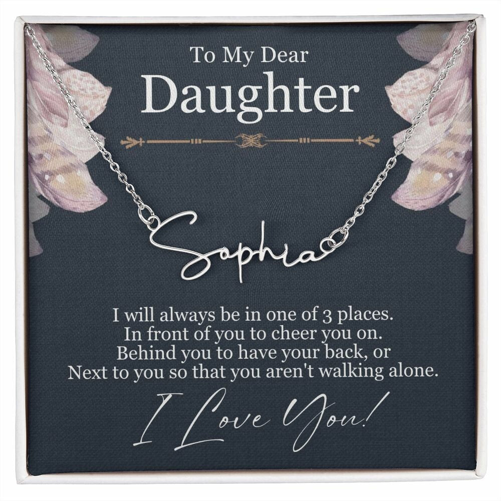 Meaningful and Personalized Gifts for Daughters from Mom and Dad: Custom Signature Name Necklaces, Ideal for Birthdays and Graduations