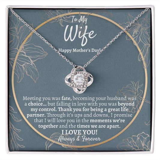 Wife Mothers Day Love Knot Necklace, Mothers Day Necklace for Wife, To My Wife Mothers Day Jewelry Gift, Best Mothers Day Gift from Husband