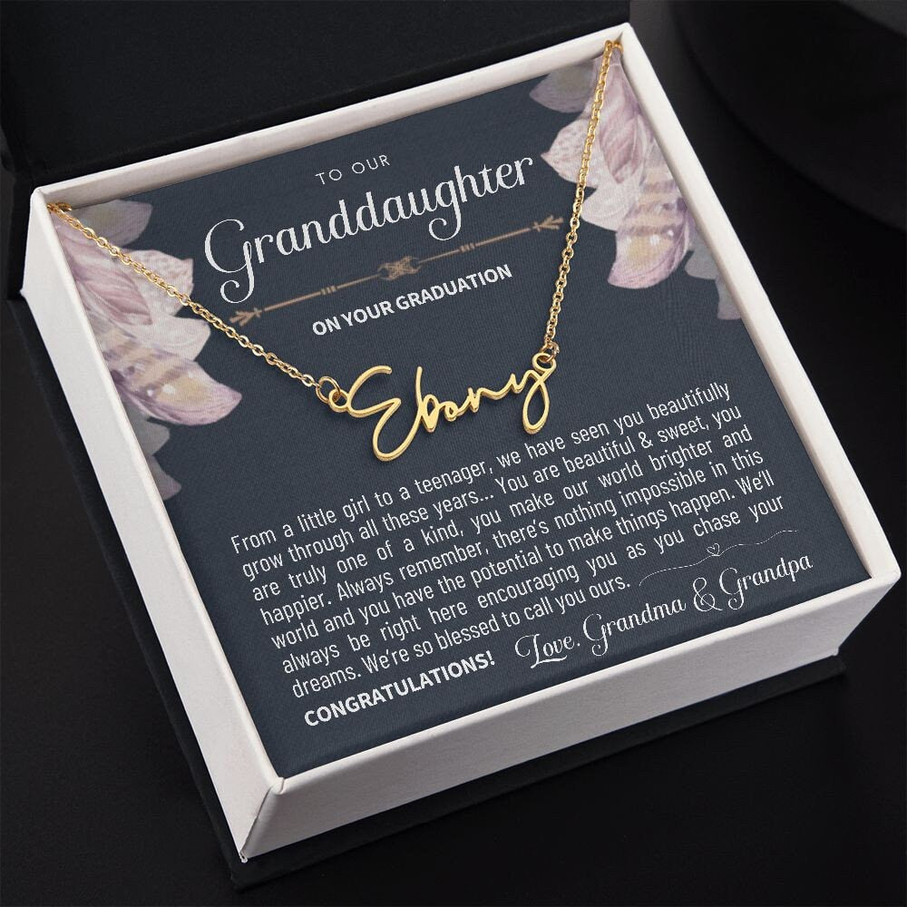 Granddaughter Graduation Gift from Grandma & Grandpa, Gift for Granddaughter Graduation, Granddaughter Jewelry, Unique Name Necklace