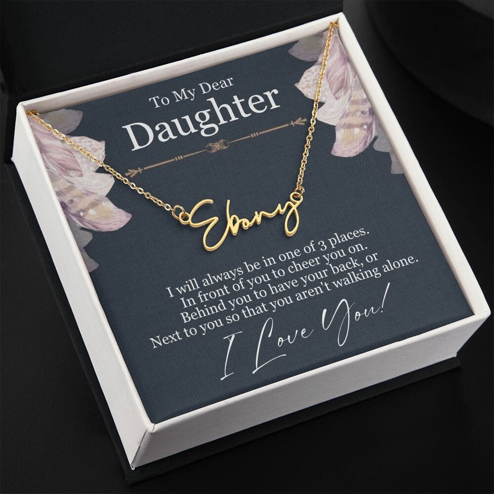 Meaningful and Personalized Gifts for Daughters from Mom and Dad: Custom Signature Name Necklaces, Ideal for Birthdays and Graduations