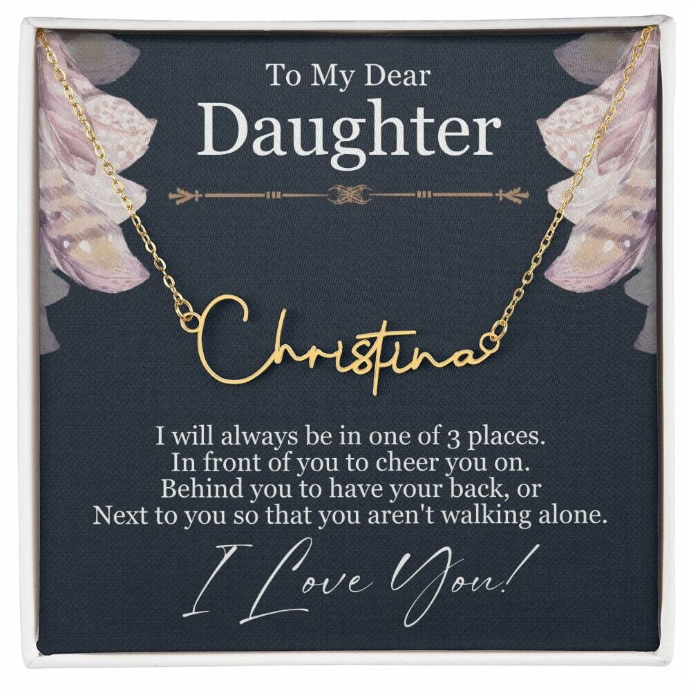 Meaningful and Personalized Gifts for Daughters from Mom and Dad: Custom Signature Name Necklaces, Ideal for Birthdays and Graduations