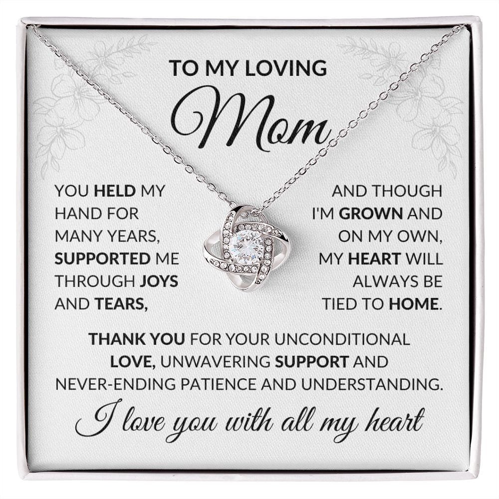 Mothers Day Gifts for Mom from Son Daughter Children, Mom Necklace, Mom Birthday Gifts, Heartfelt Mothers Day Gifts for Mother, Love Knot