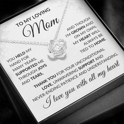 Mothers Day Gifts for Mom from Son Daughter Children, Mom Necklace, Mom Birthday Gifts, Heartfelt Mothers Day Gifts for Mother, Love Knot